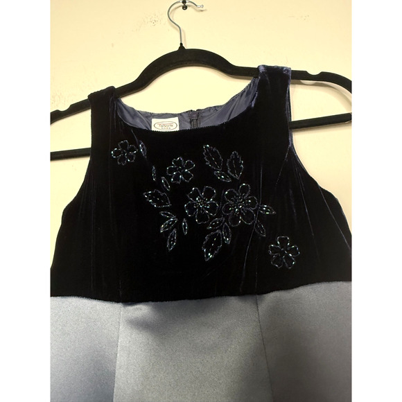 Talbots Vintage 90s NWT Silk Satin Velvet Dress Empire Waist Maxi Girls 8 Formal - Picture 3 of 6